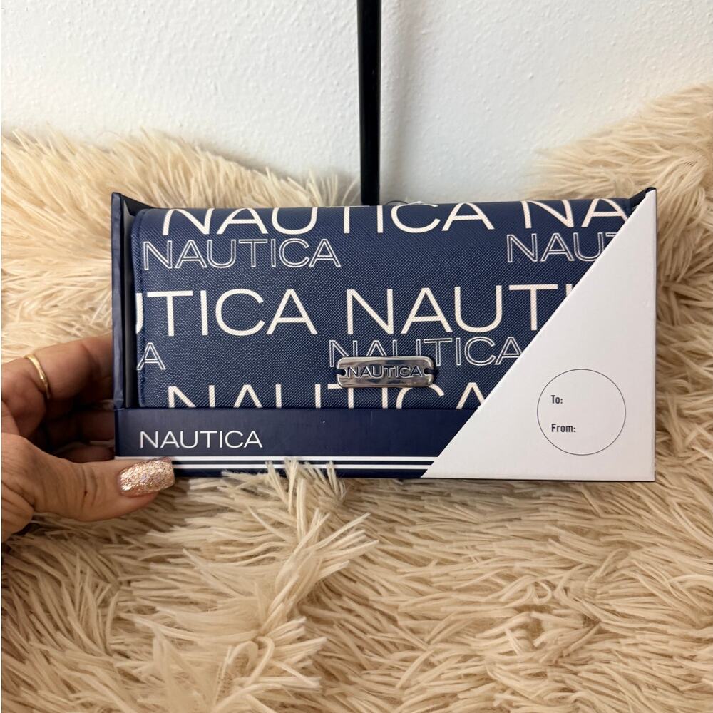 Nautica Money Manager Trifold Wallet – NWT – RFID – Indigo – Logo – Coin Pocket